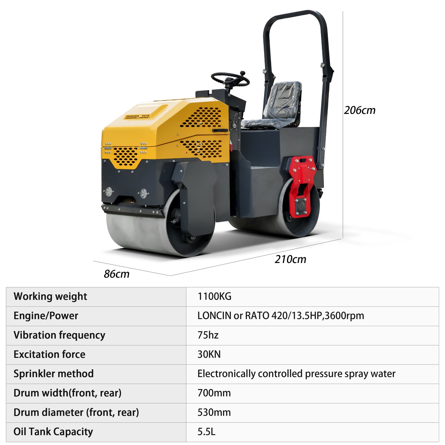 MS1000 Rato Engine 1.0 ton Asphalt Roller for Sale, Hydraulic Vibrating, Double Steel Wheel