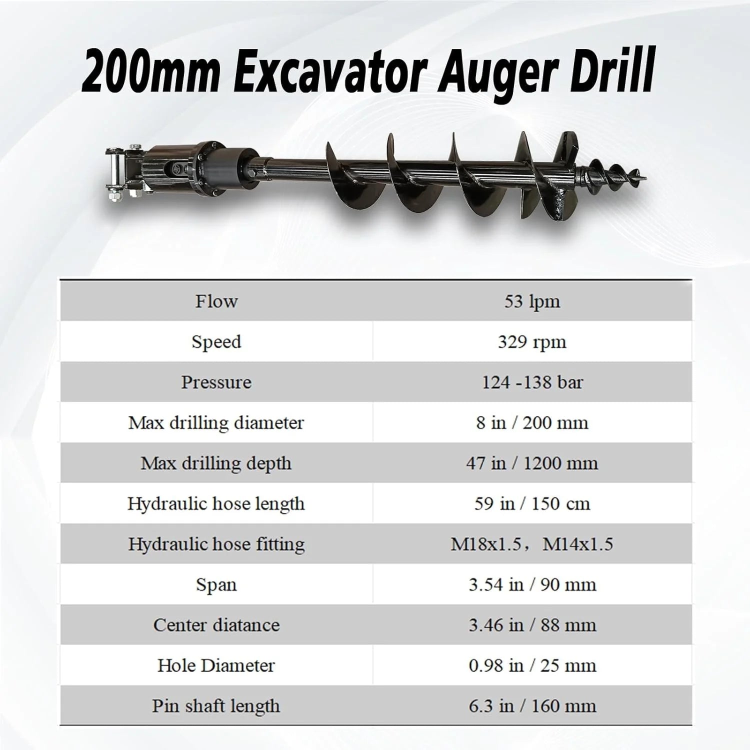 200mm Excavator Auger Drill