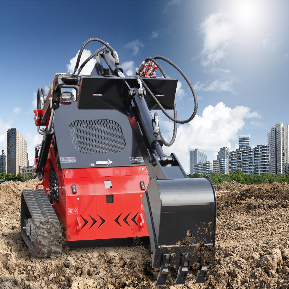 MMS skid steer backhoe fronthoe attachment digging soil with hydraulic bucket