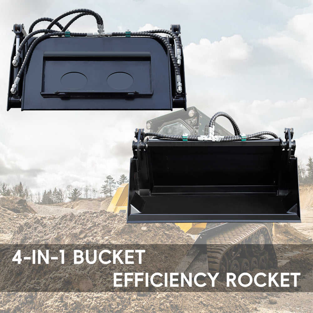 MMS 4-in-1 Skid Steer Loader Bucket Attachment