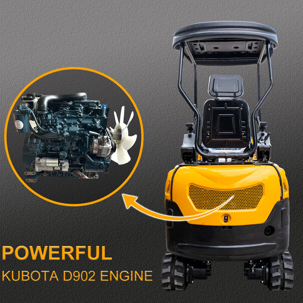 MS20PRO mini excavator with Kubota D902 engine and yellow-black compact design