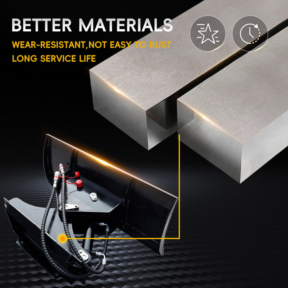 MMS Hydraulic Skid Steer Snow Plow, 30° Left & Right for MMS Skid Steer Loader