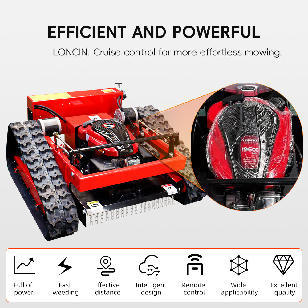 MS550J Remote Control Lawn Mower with Tracks – 21" Gasoline Mower, Adjustable Cutting Height, 45° Slope Climbing