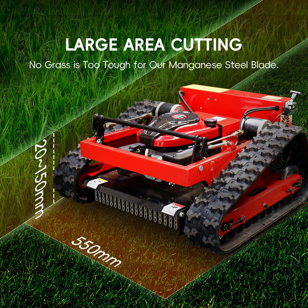 MS550J Remote Control Lawn Mower with Tracks – 21" Gasoline Mower, Adjustable Cutting Height, 45° Slope Climbing