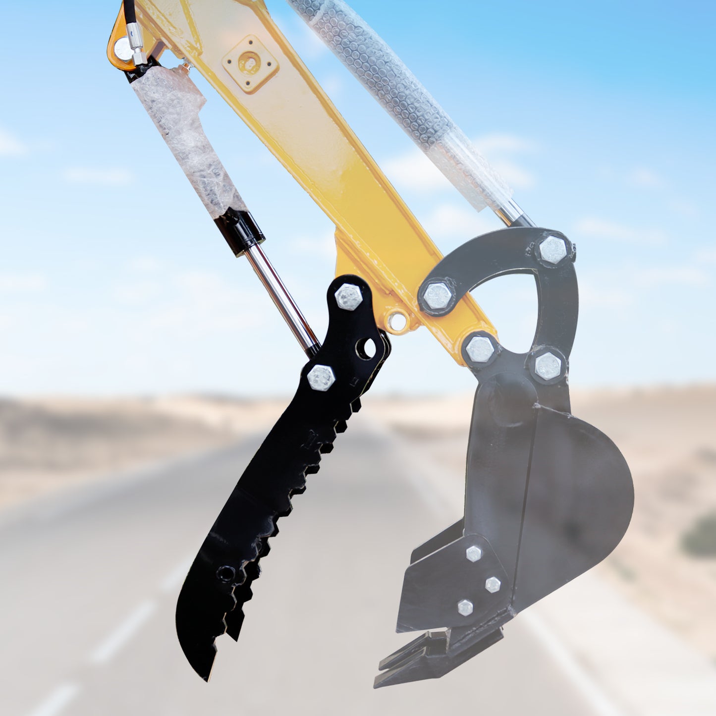 MMS Mini Excavator Hydraulic Thumb Clip with 2 Hydraulic Cylinder for Small Digger up to 2 tons