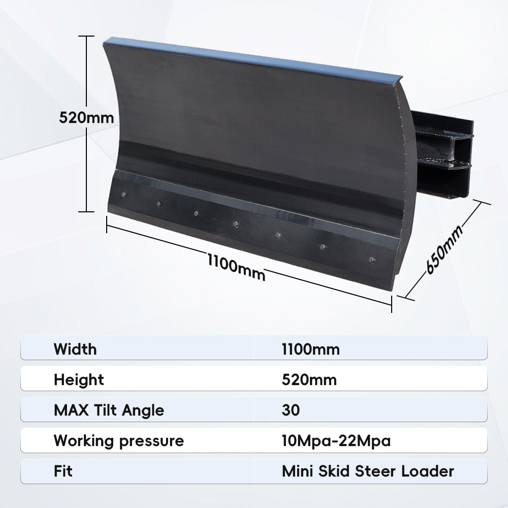 MMS Hydraulic Skid Steer Snow Plow, 30° Left & Right for MMS Skid Steer Loader