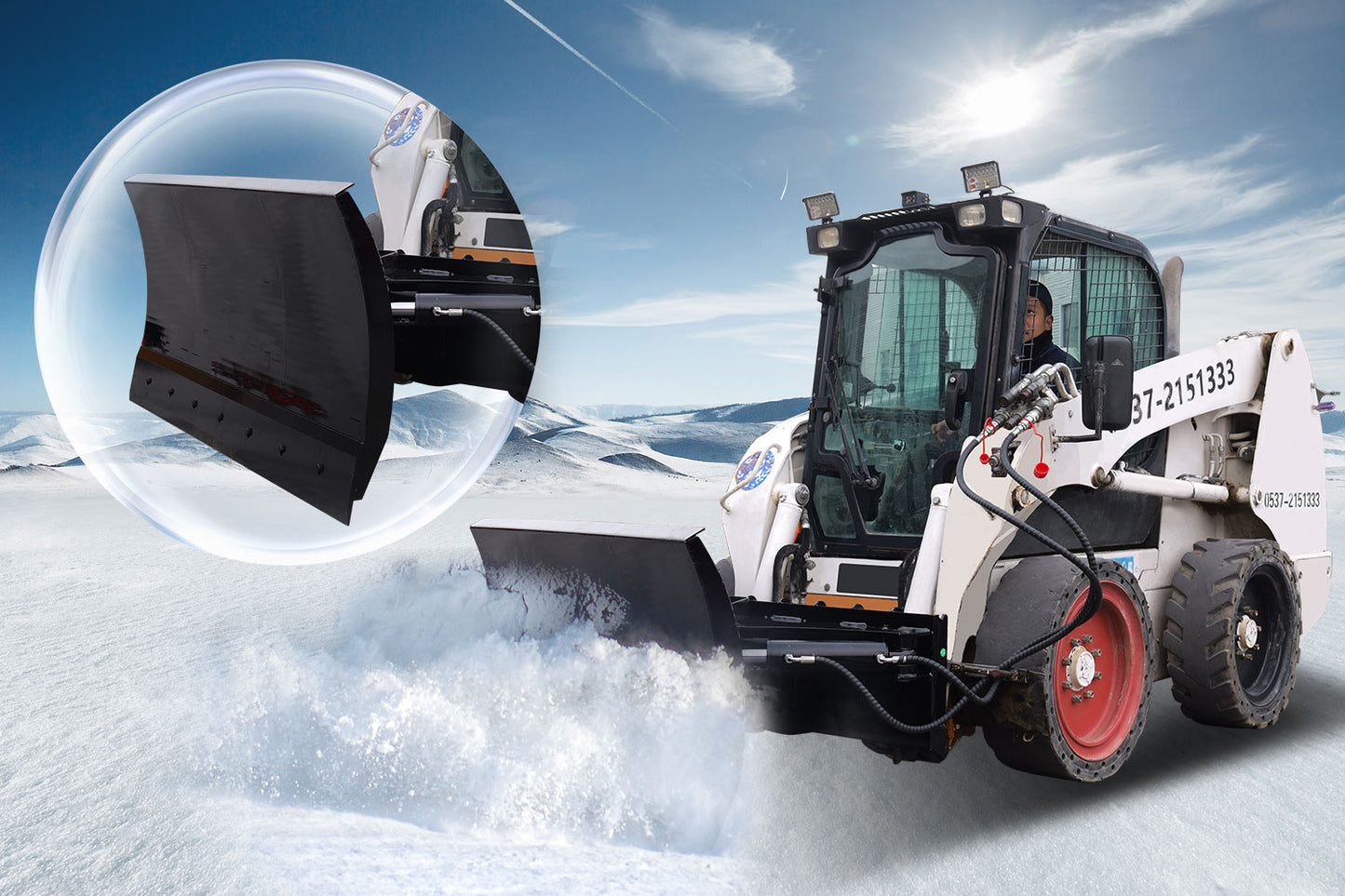 MMS 70" Skid Steer Dozer Blade / Snow Plow Pusher 30° Left & Right Snow Plow Pusher Attachment