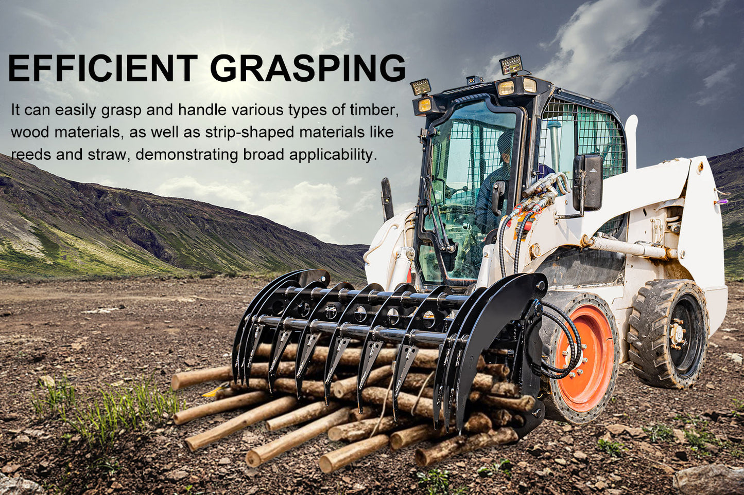 MMS 72" Skid Steer Grapple Attachment, 45" Claw Opening