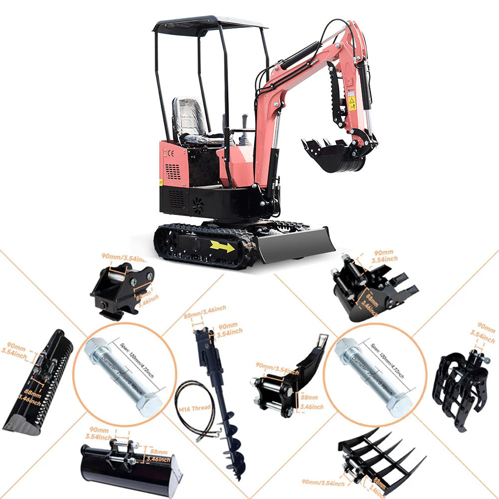 MS10 13.5 HP,1-ton Briggs & Stratton Engine Pink Mini Excavator