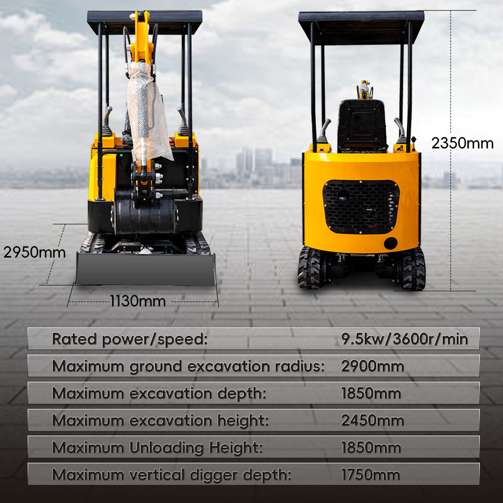1.5 t mini excavator height