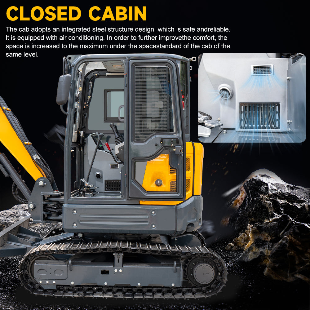 MS35 3.5 Ton Mini Excavator with Cab Boom swing Hydraulic Thumb for Sale