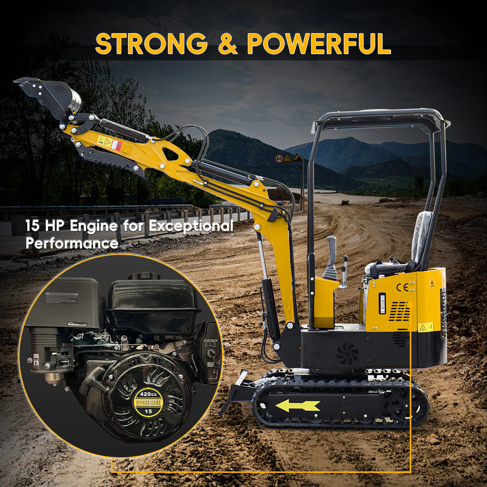 MS10H 13.5 HP,1-ton Rato Engine Mini Compact Excavator, Gasoline,  With Thumb Clip For Sale
