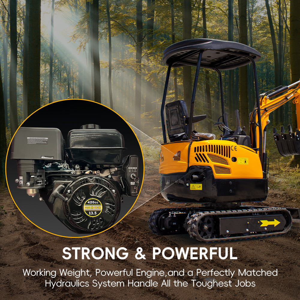 MS13 13.5 HP,1.3 tons Rato Engine Mini Compact Excavator, Gasoline, With Thumb Clip For Sale
