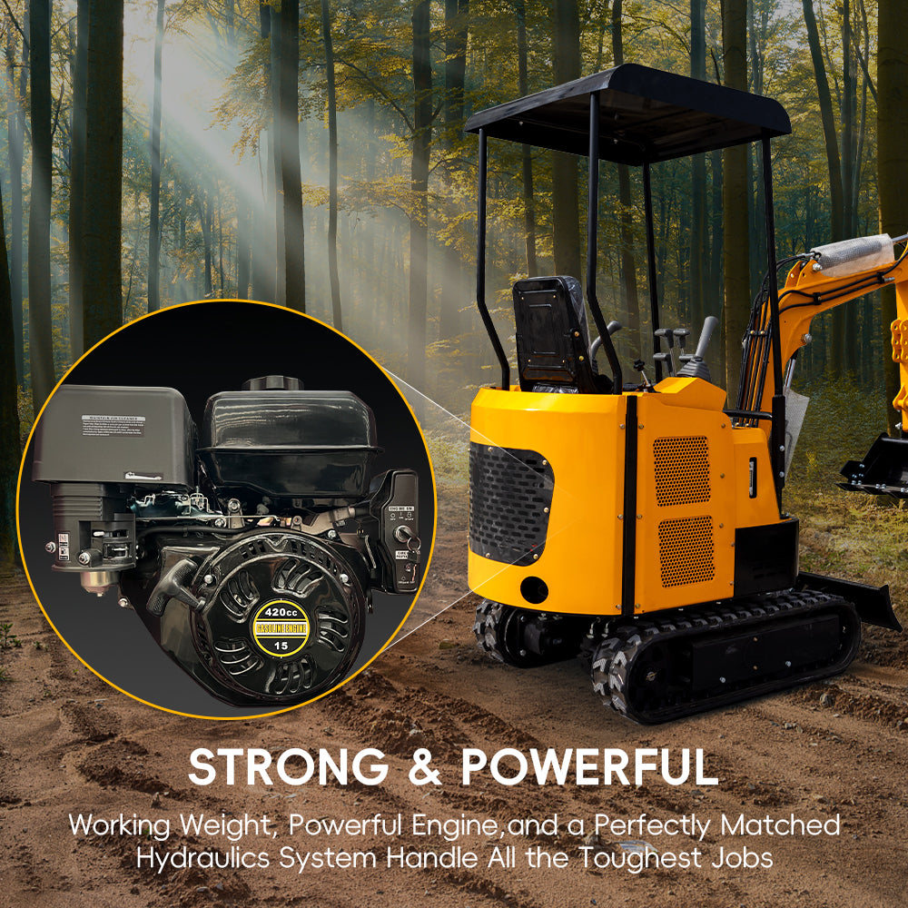 MS15 13.5 HP,1.5-tons Mini Compact Excavator, Gasoline,  With Thumb Clip For Sale