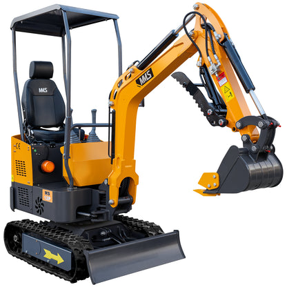 MS12P mini excavator with B&S engine, side swing boom, hydraulic thumb and bucket