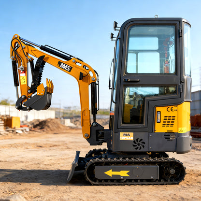 MS12P Mini Excavator B&S Engine, with Cab,Side Swing Boom and Hydraulic Thumb