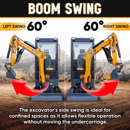 MS12P Mini Excavator B&S Engine, with Cab,Side Swing Boom and Hydraulic Thumb