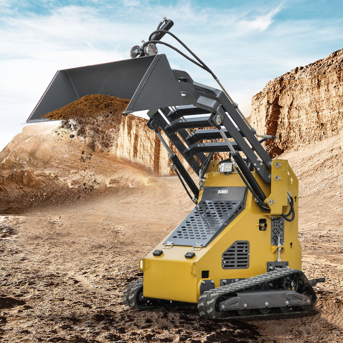 MS430Y 23 HP, Three-pump Three-valve Mini Stand On Skid Steer Track Loader