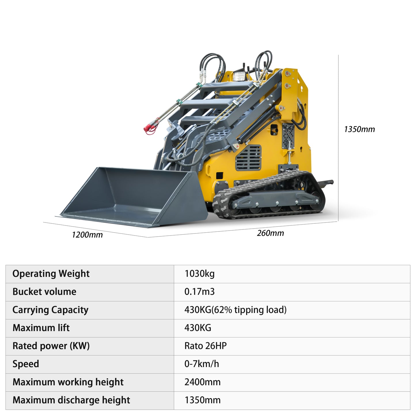 MS430Y 23 HP, Three-pump Three-valve Mini Stand On Skid Steer Track Loader