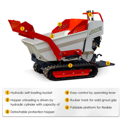 MS5050 6.5HP, 1100Lbs Load Capacity Mini Crawler Dumper, B&S Engine
