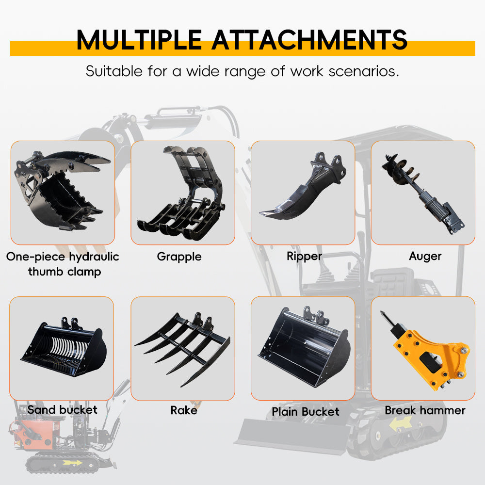 MS08 13.5 HP,0.8-ton Mini Compact Excavator, Gasoline,  With Thumb Clip For Sale