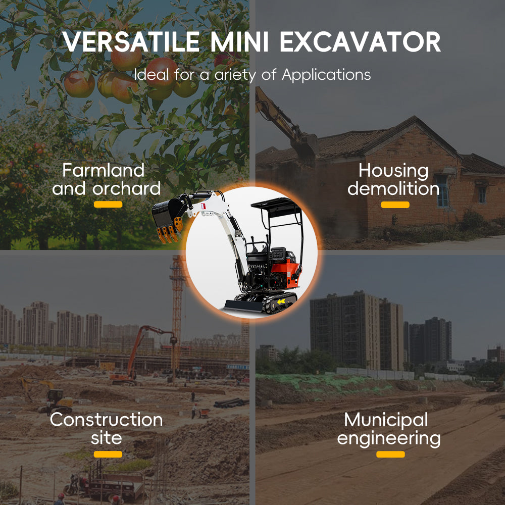MS08 13.5 HP,0.8-ton Mini Compact Excavator, Gasoline,  With Thumb Clip For Sale