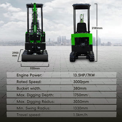  1 ton mini excavator dimensions