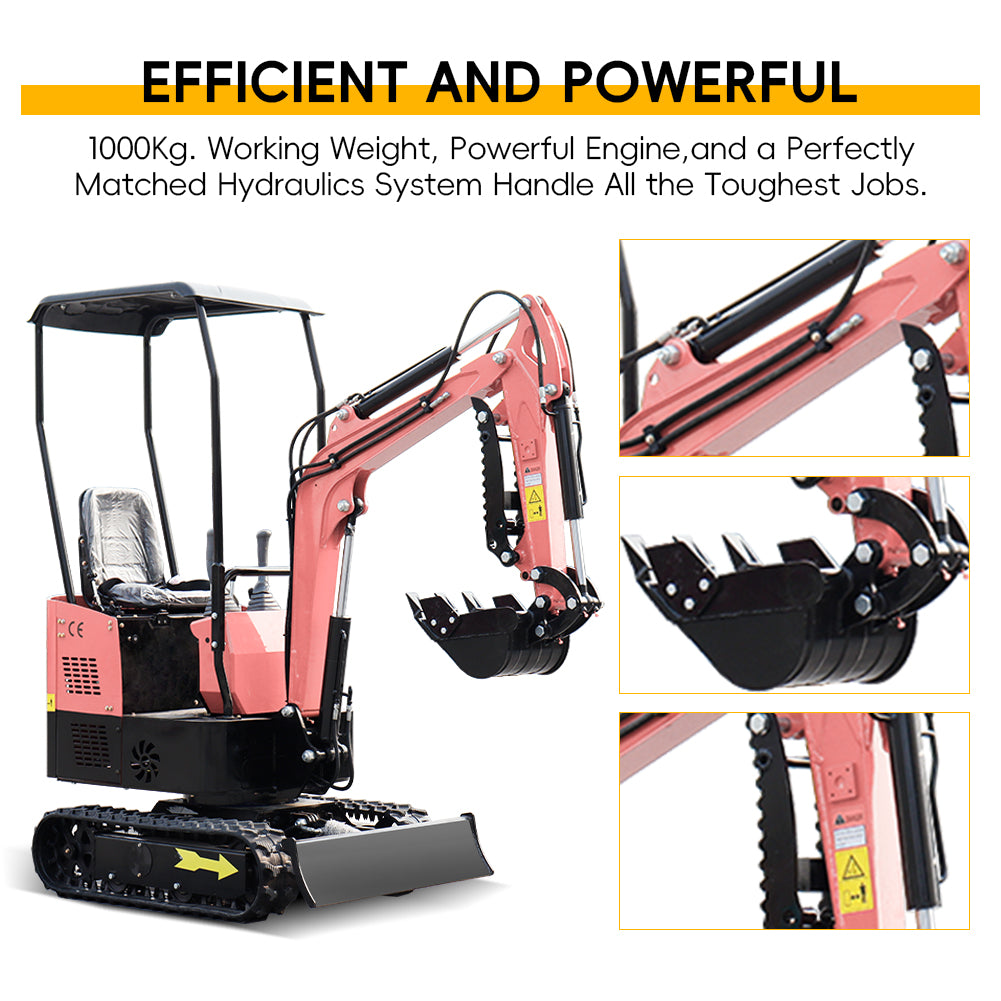 1-ton Briggs & Stratton Engine Pink Mini Excavator