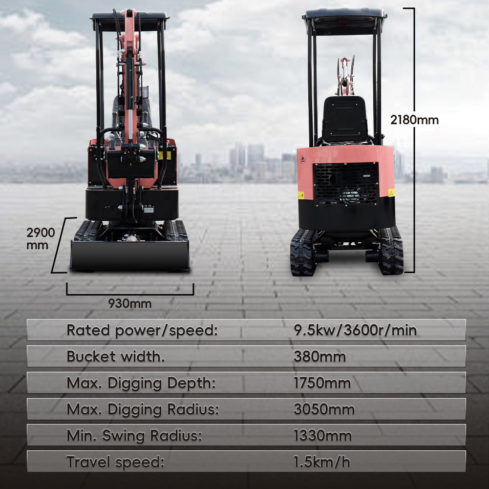 MS10 13.5 HP,1-ton Briggs & Stratton Engine Pink Mini Excavator