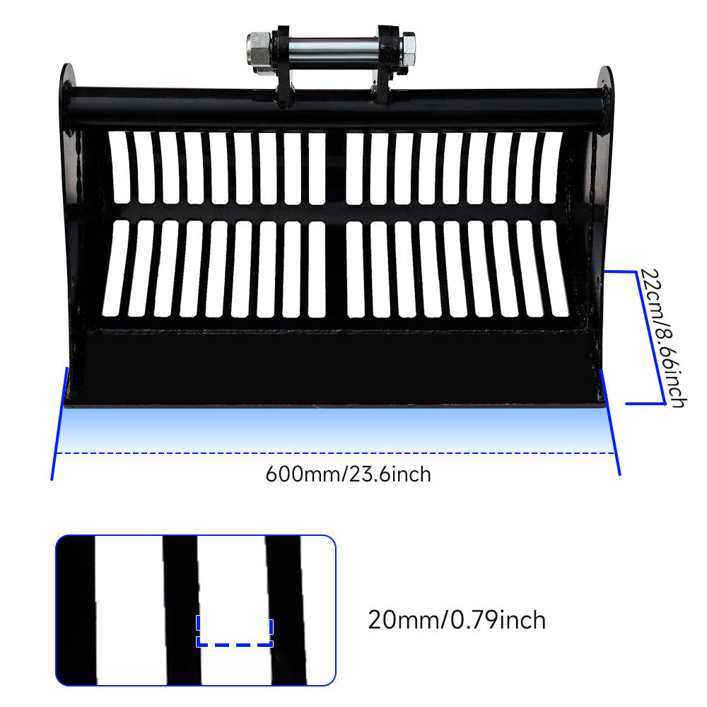 MMS 600mm/800mm Sand Bucket Attachment for Mini Excavator Digger