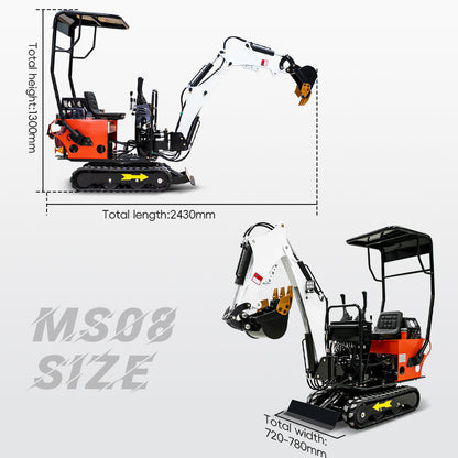 MS08 13.5 HP,0.8-ton Mini Compact Excavator, Gasoline,  With Thumb Clip For Sale