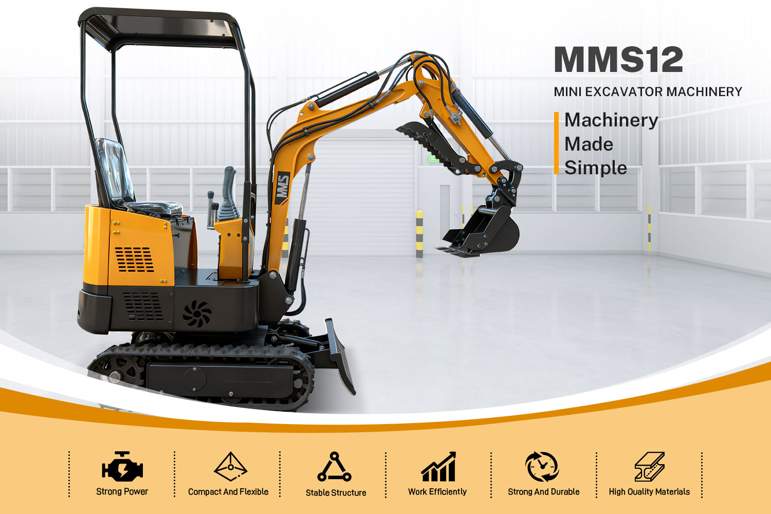 MS12 Mini Excavator with Hydraulic Thumb | 15-Inch Bucket – MMS